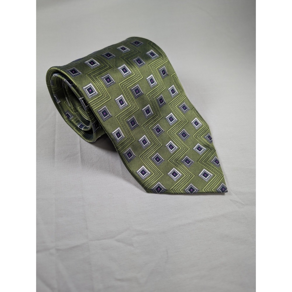 Roberto Villini Handmade 100% Silk Neck Tie Green